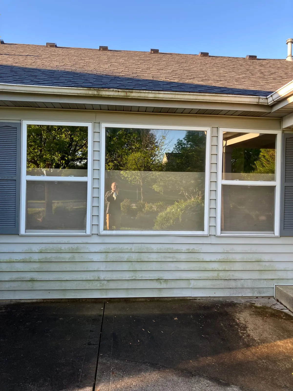 Brick walkway before pressure washing — stained and dirty